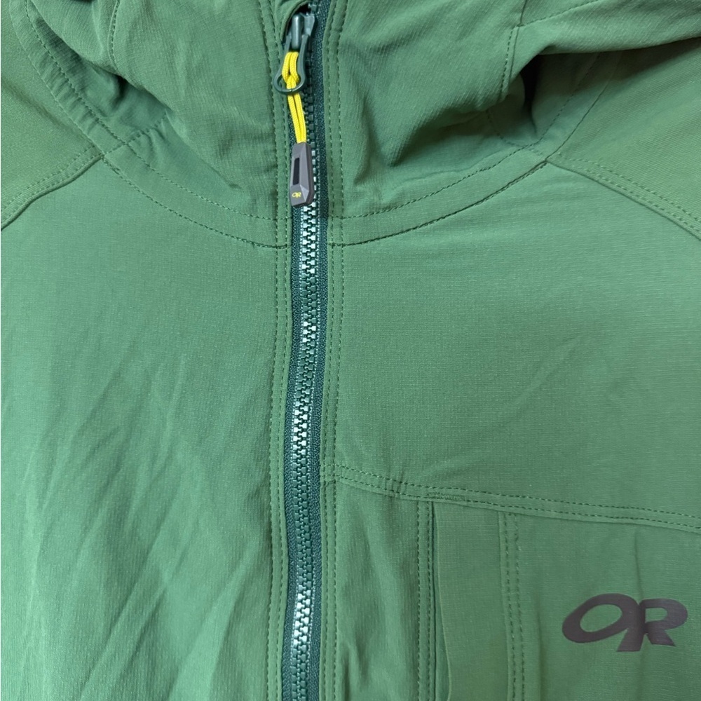 OUTDOOR RESEARCH Size XL Mens Dryline Green Rain Jacket Hood - Picture 4 of 6